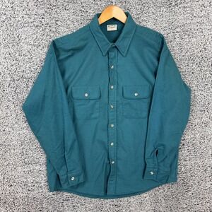 FiveBrother Shirt Mens XL Green Flannel Button Up Two Pocket Made USA Workwear